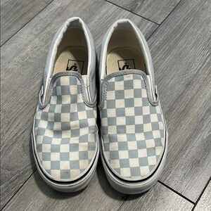 Vans Light Blue and White Slip-On Sneakers